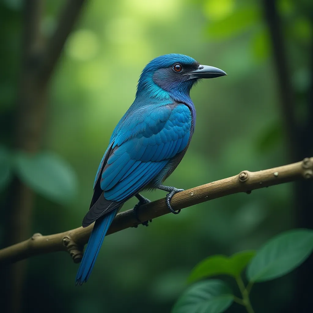 a blue paradise bird in the jungle